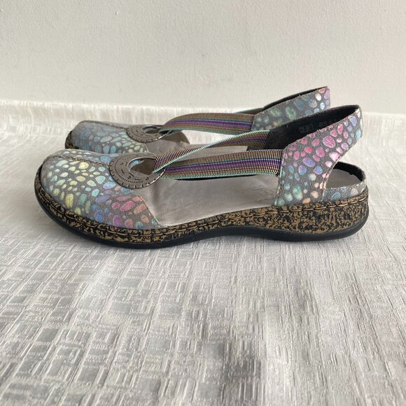Rieker Anti Stress Multi Shimmer T Strap Sandals Sz 8 - Picture 2 of 12